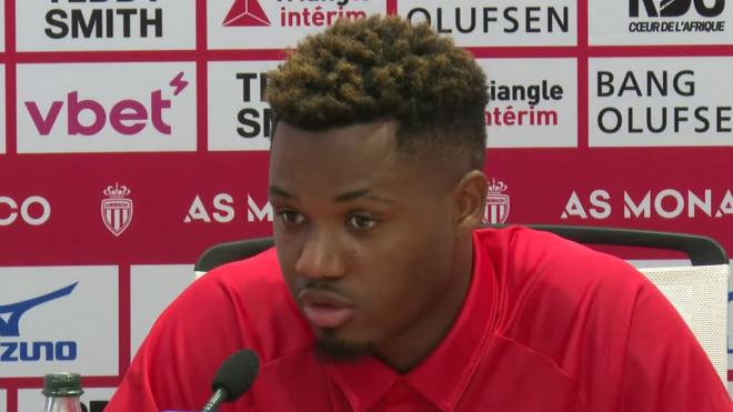 Ansu Fati, durante la rueda de prensa de su presentación con el Mónaco (captura Monaco Youtube).