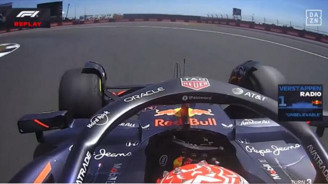 Max Verstappen, durante los primeros libres del Gran Premio de Silverstone (Foto: DAZN).
