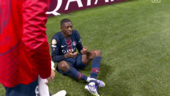 La celebración de Dembélé en el PSG-Bayern.