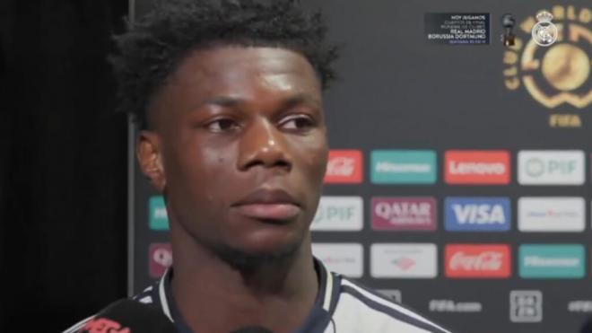Aurelien Tchouameni atiende a la prensa