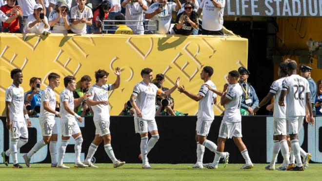 El Real Madrid celebra un gol contra el Borussia en el Mundial de Clubes (EFE)
