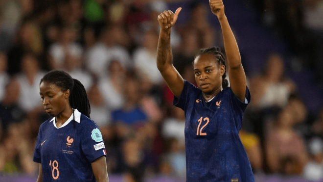 Katoto celebra un gol en el Francia-Inglaterra (Foto: UEFA).