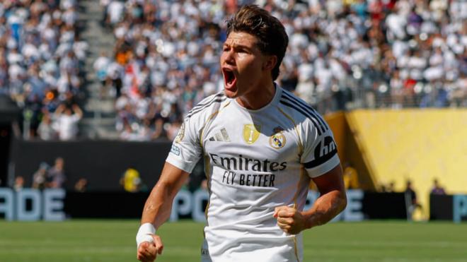 Fran García celebrando su gol contra el Borussia Dortmund (Real Madrid)