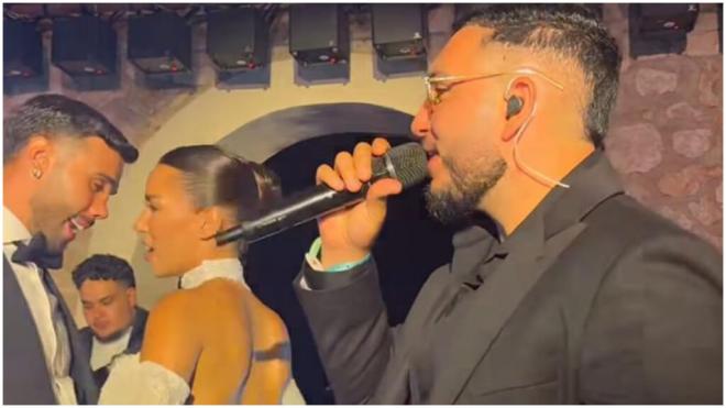 Omar Montes en la boda de David Raya y Tatiana Trouboul (Instagram: @t.trouboul)