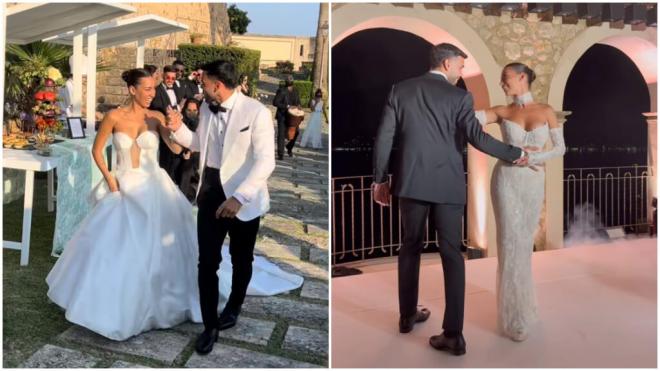 Los dos looks que lucieron David Raya y Tatiana Trouboul (Instagram: @t.trouboul)