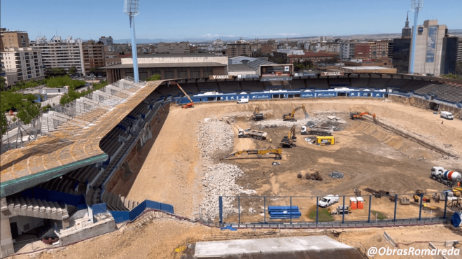 Así avanzan las obras de La Romareda de Zaragoza (Imagen: @ObrasRomareda).