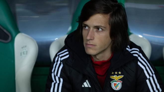 Álvaro Carreras, en el banquillo con el Benfica (Foto: Cordon Press)