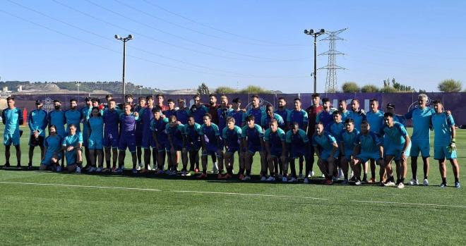 Jugadores del Real Valladolid en el primer entrenamiento de pretemporada 2025-2026