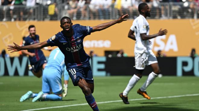 Ousmane Dembele celebra el gol ante el Real Madrid (Foto: Cordon Press)
