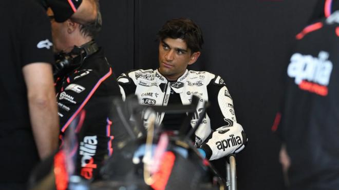 Jorge Martín, durante su test privado en Misano (Foto: Aprilia).