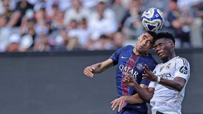 Achraf Hakimi y Tchouaméni en el PSG - Real Madrid (Fuente: Cordon Press)