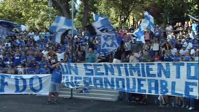 La manifestación de la afición del San Fernando.