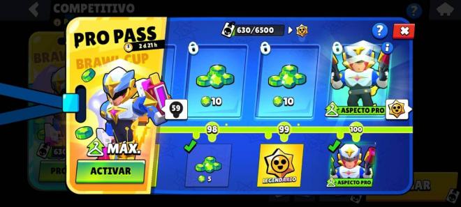 El Pro Pass completo de Colt Superastral en Brawl Stars