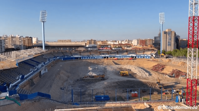 Así avanza la demolición de La Romareda de Zaragoza (Imágenes: @ObrasRomareda).