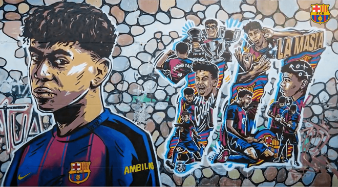 El mural de Lamine Yamal con el '10' (X: @FCBarcelona)