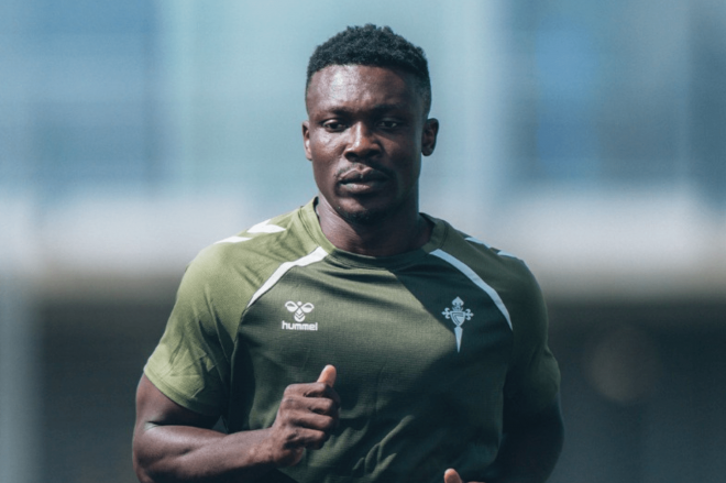 Joseph Aidoo, en un entrenamiento de pretemporada (Foto: Celta).