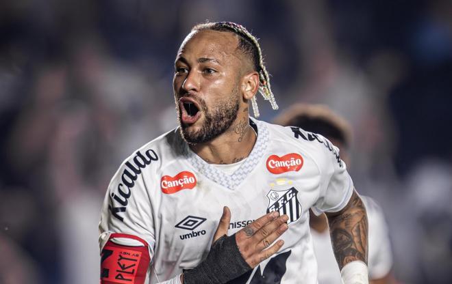 Neymar Jr. celebra su gol en el Santos-Flamengo (Foto: @SantosFC).