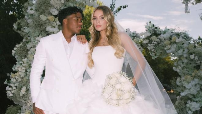 Endrick y su mujer Gabriely en la boda (Instagram: @gabriely)