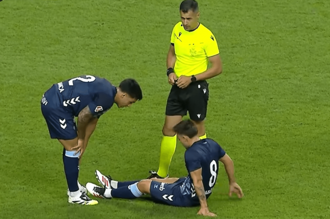 Fran Beltrán, lesionado ante el Braga (Foto: Celta).