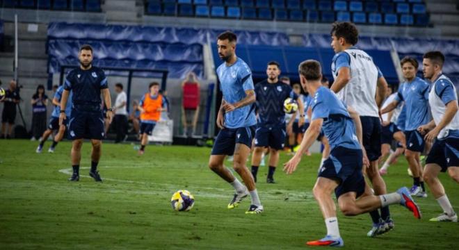 Brais Méndez, en un entrenamiento de la Real Sociedad en Japón (Foto: RSO).