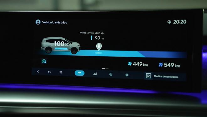 Pantalla del Hyundai Ioniq 9 que muestra la información de la batería