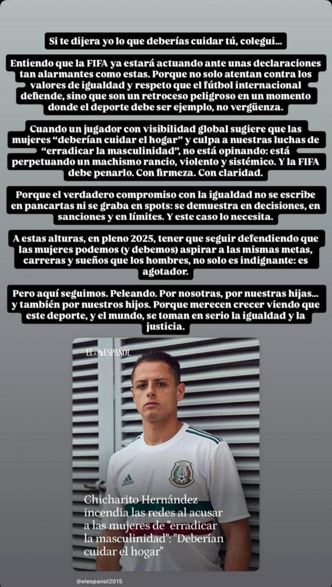 La respuesta de Sara Sálamo a Chicharito (Instagram: @sarasalamo)