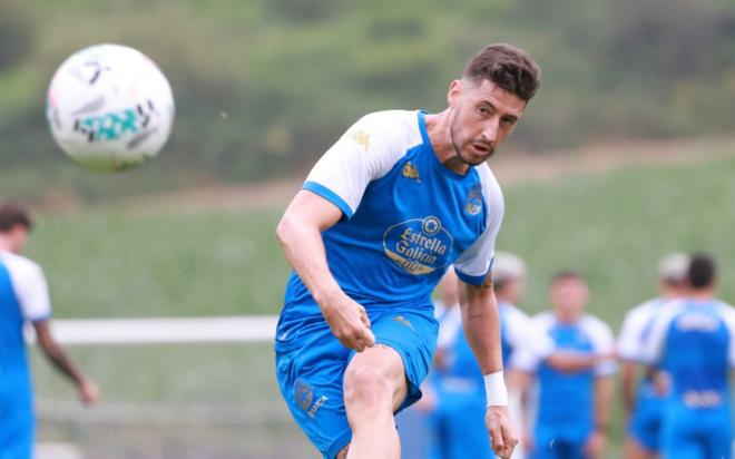 Sergio Escudero, en un entrenamiento del Deportivo de pretemporada (Foto: RCD).