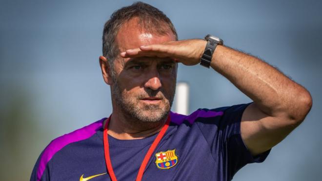 Hansi Flick en el entrenamiento del Barça (Redes Sociales)
