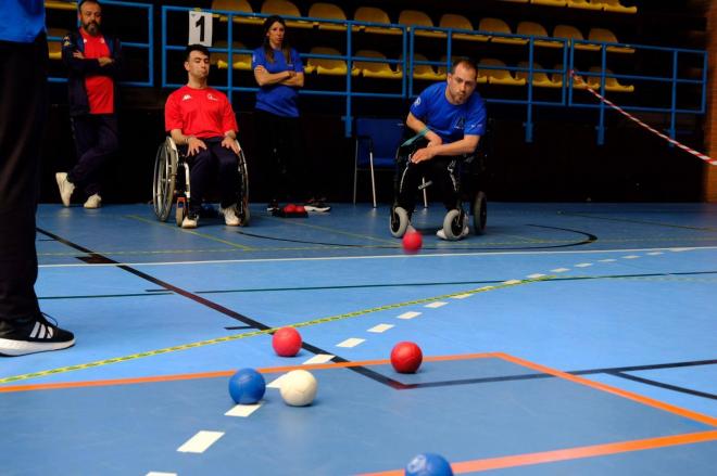 El Lnagui, en un partido de boccia.
