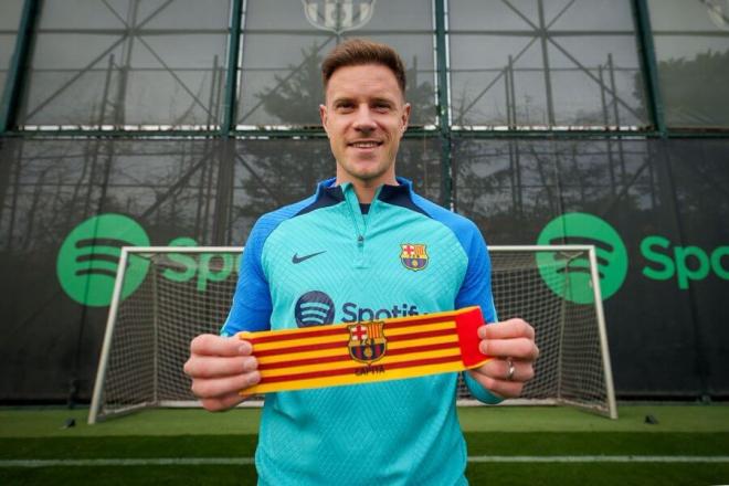 Ter Stegen en el momento de ser nombrado como capitán (FC Barcelona)