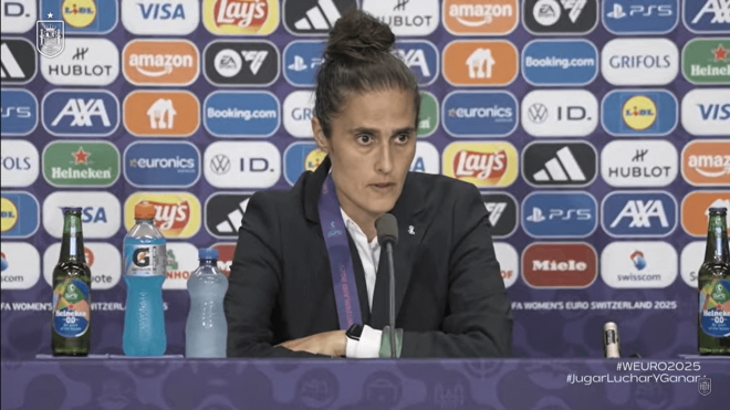 Montse Tomé, en rueda de prensa tras la final.