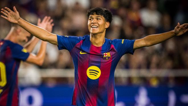 Dro celebra su gol con el FC Barcelona (Foto: FC Barcelona)