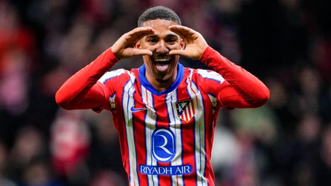 Samu Lino celebra un gol con el Atlético de Madrid (Europa Press)