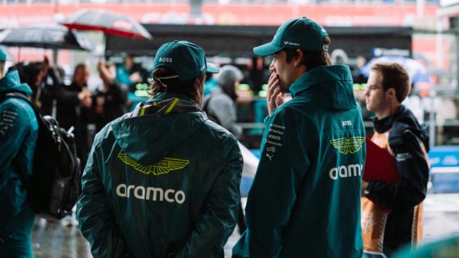 Fernando Alonso y Lance Stroll, en Spa (Foto: Aston Martin).