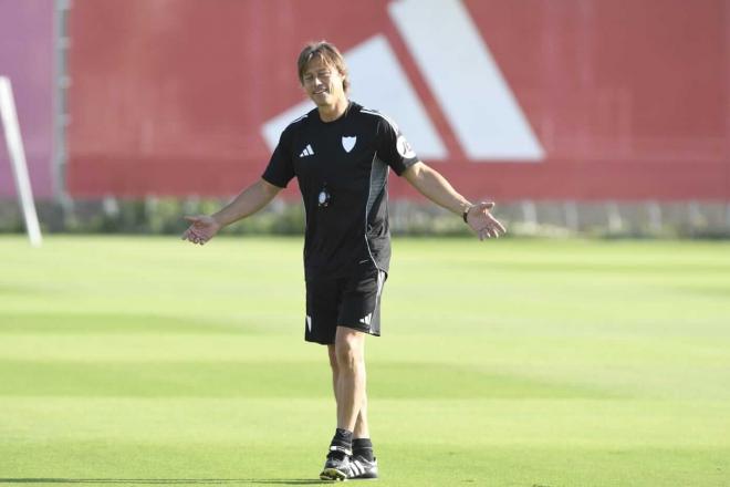 Matías Almeyda, en la sesión del jueves (Foto: Kiko Hurtado).