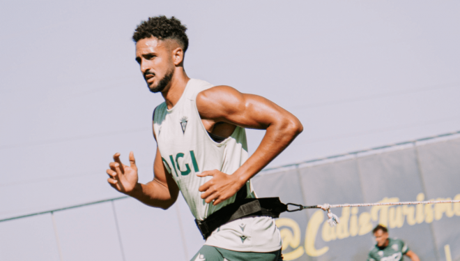 Chris Ramos, en una sesión del Cádiz (Foto: CCF).