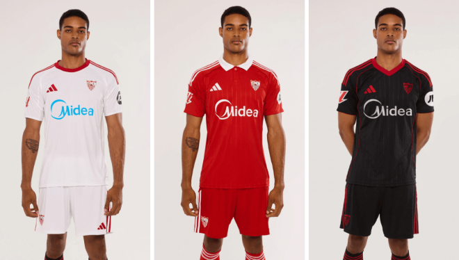 Las camisetas del Sevilla FC 2025/2026.