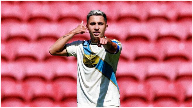 Yeremay Hernández celebrando su gol frente el Middlesbrough. (@RCDeportivo)