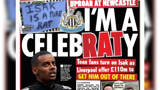 La portada de Star Sports, contra Alexander Isak.