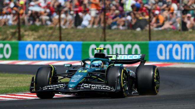 Fernando Alonso, en Hungría (Foto: Aston Martin).