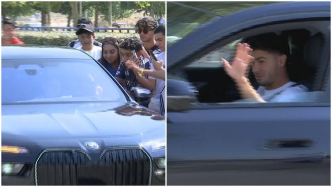 Brahim Díaz intentó firmar autógrafos a la entrada de Valdebebas.