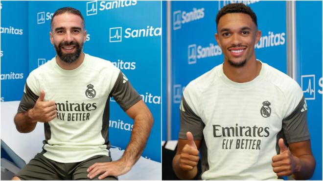 Dani Carvajal y Trent Alexander-Arnold en el reconocimiento médico del Real Madrid (@realmadrid)