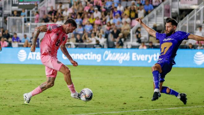 Rodrigo de Paul marcando su primer gol con el Inter de Miami (Fuente: Cordon Press)