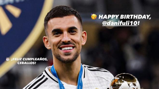 La felicitación del Real MAdrid a Dani Ceballos por su cumpleaños (DAni Ceballos Insta).