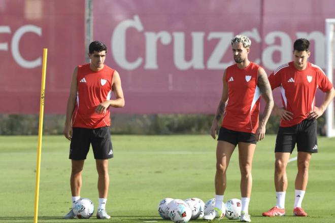 Juanlu Sánchez y Adnan Januzaj, en la sesión del viernes (Foto: Kiko Hurtado).