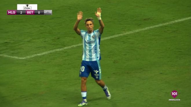 David Larrubia ha anotado un doblete en el Málaga-Real Betis (captura 101 Andalucía).