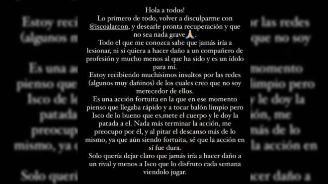 El mensaje de David Larrubia a Isco Alarcón.