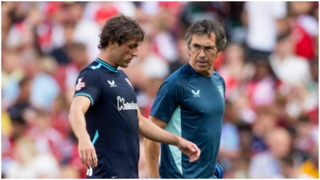 Unai Gómez, tras lesionarse ante el Arsenal. (@AthleticClub)