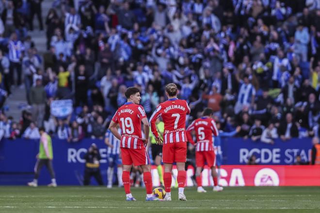 Jugadores del Atlético de Madrid en el RCDE Stadium (Foto: Europa Press)