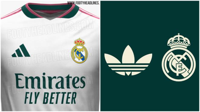 Detalles de la primera y segunda camiseta del Real Madrid de la próxima temporada (foto: footyhead